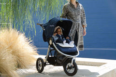 Organic Cotton Stroller Liner on Bumbleride Indie in Maritime Blue